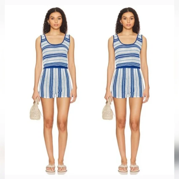 Solid & Striped The Charlie Knit Tank & Shorts Set Blue Large NWT - Picture 3 of 11